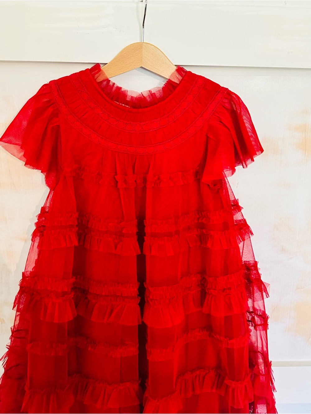 Mini Boden Red Tulle Ruffle Dress